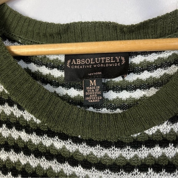 Absolutely Creative Worldwide Olive Green Knit Pullover Sweater M - Picture 4 of 5